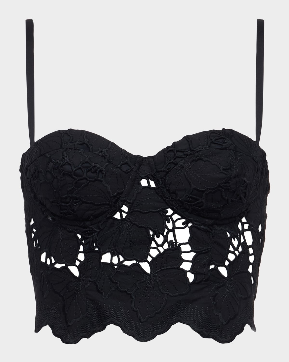 L Agence Sonya Eyelet-embroidered Bralette In Black