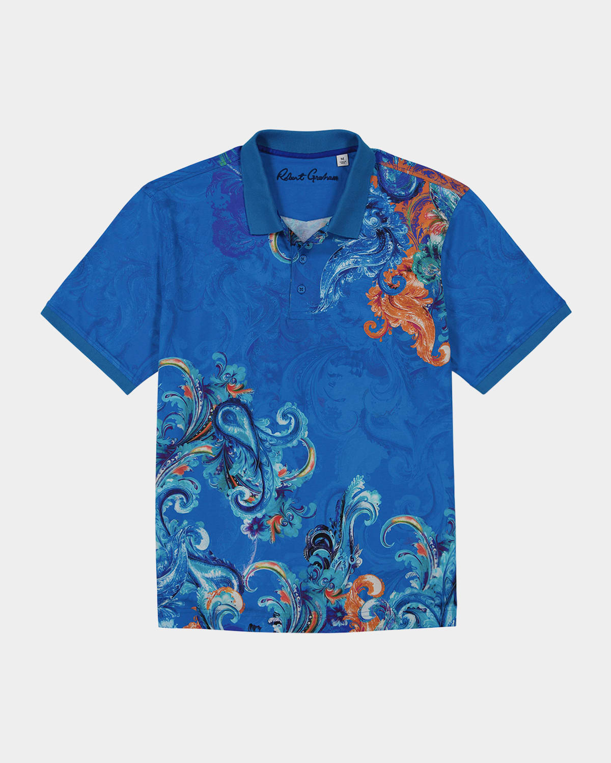 Robert Graham Royal Scroll Paisley Cotton Polo In Blue