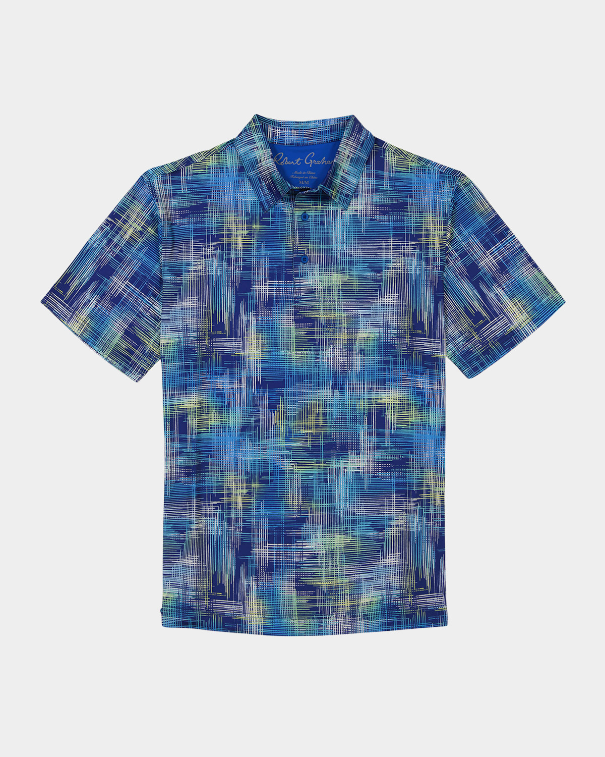 Robert Graham Salas Abstract Print Performance Golf Polo In Blue