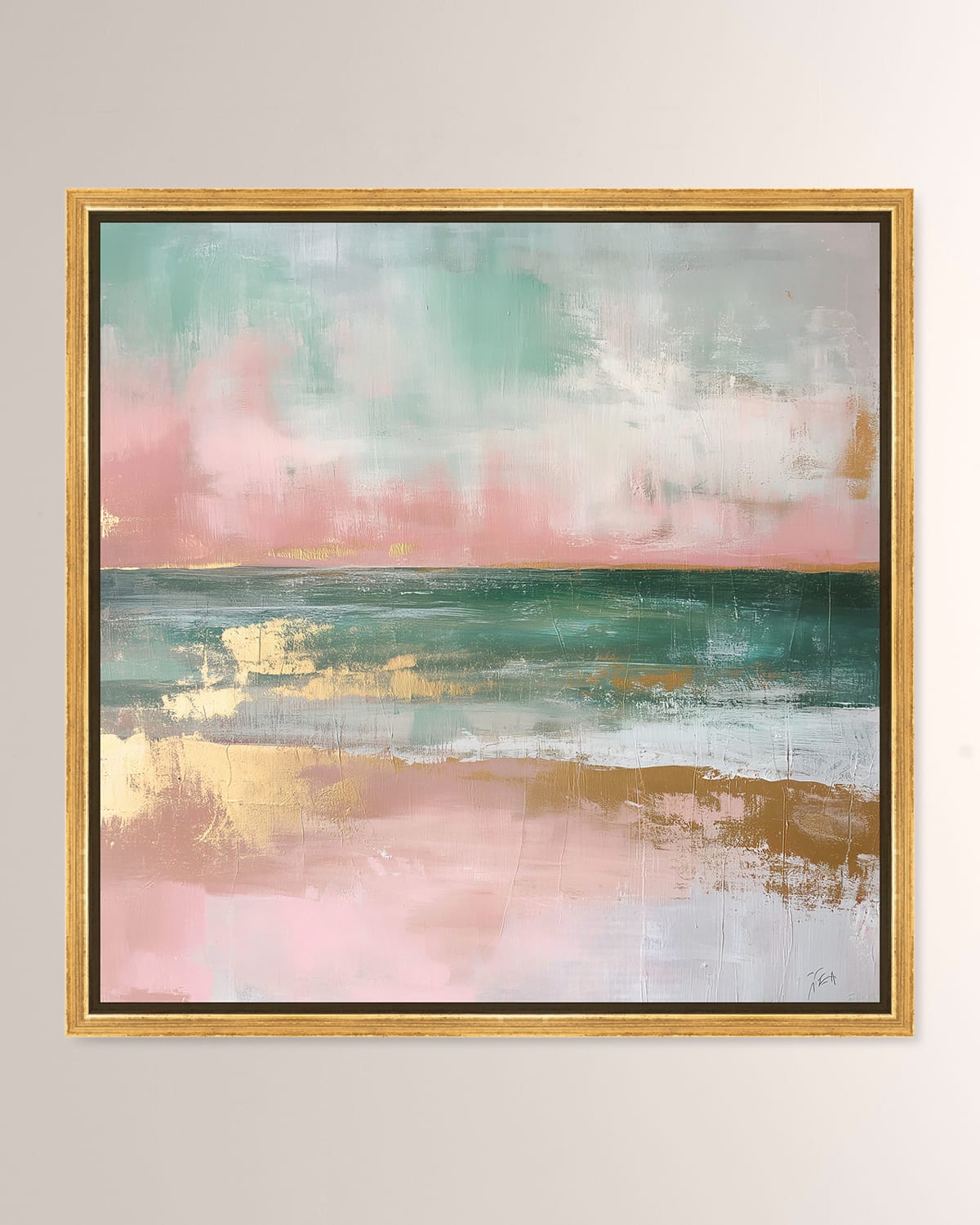 The Oliver Gal Artist Co. Oceans Glint On Gold Framed Giclee On Canvas