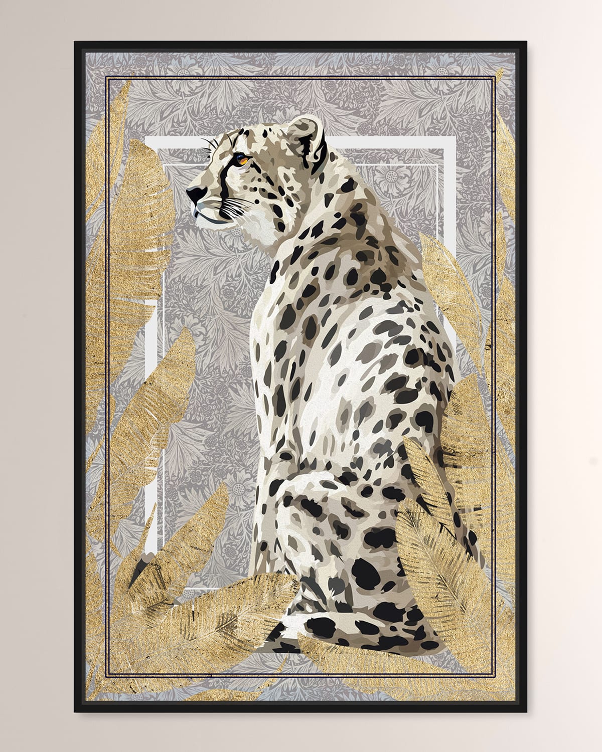 The Oliver Gal Artist Co. Jungle White Cheetah Framed Giclee On Canvas