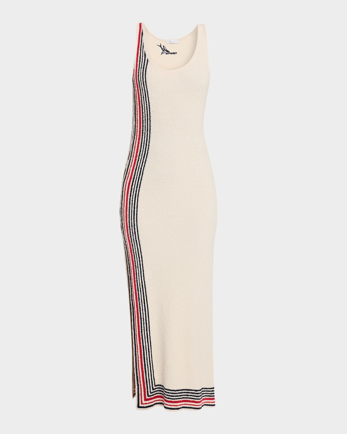 Rabanne Scoop-neck Stripe Button-side Maxi Dress In White