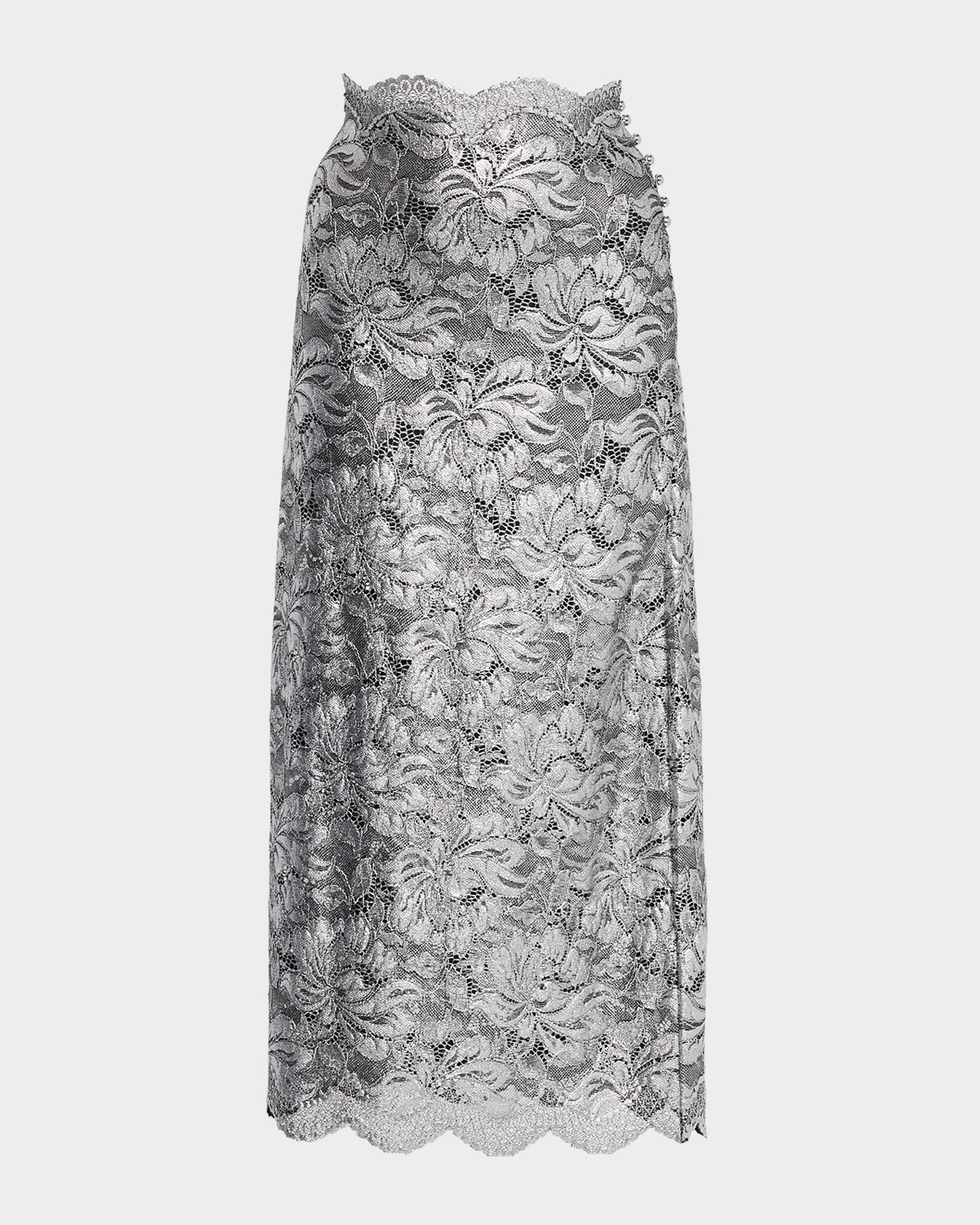 Foiled Lace Midi Skirt