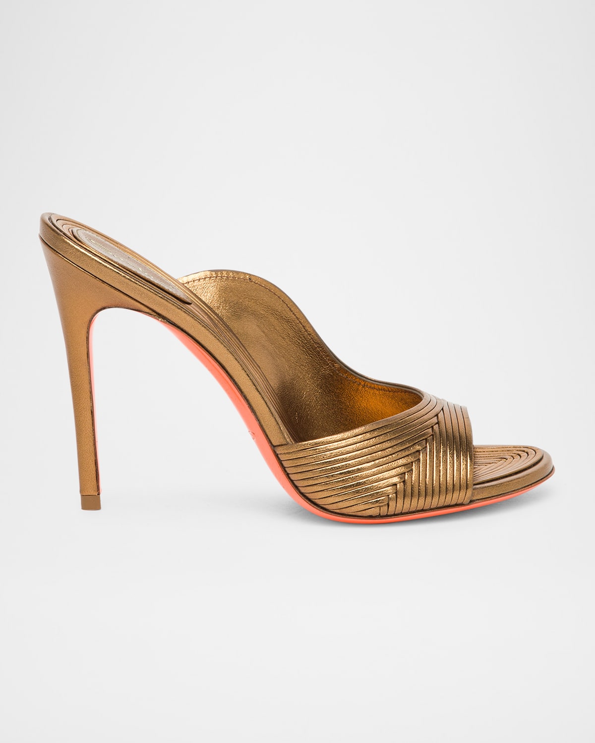 Santoni Serpentine Metallic Asymmetrical Slide Sandals In Brown