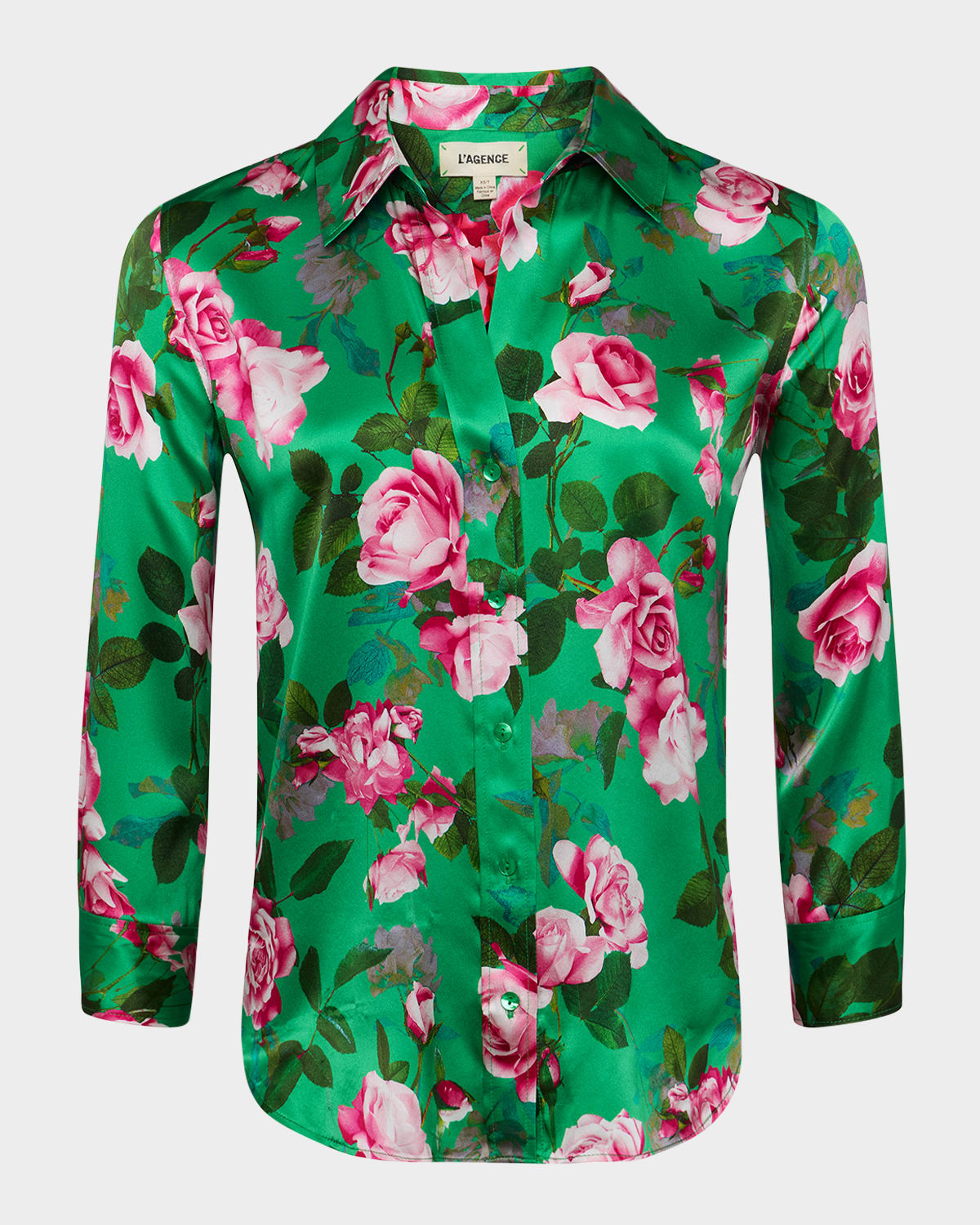 L Agence Dani Button-front Silk Blouse In Multi
