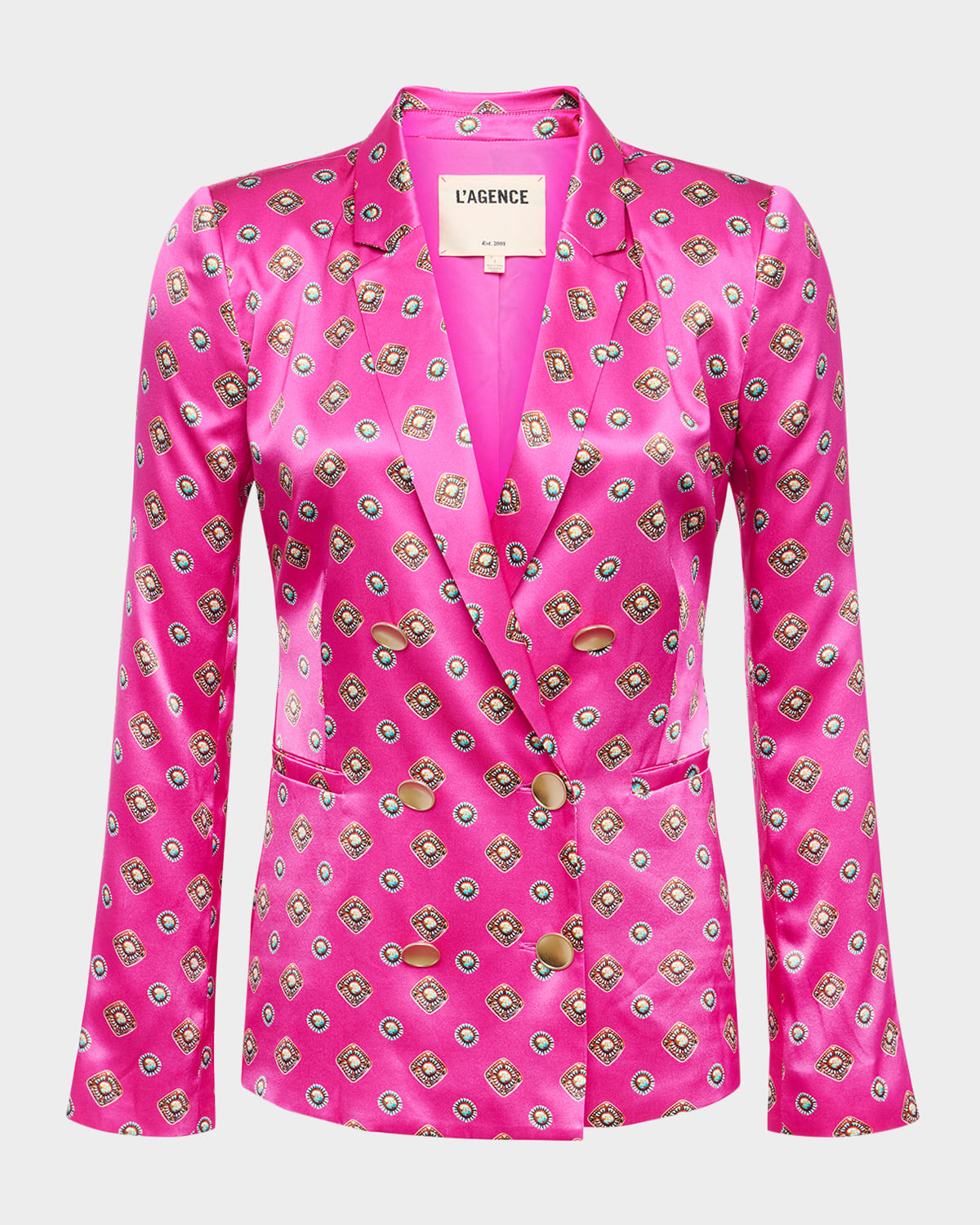 L'Agence Southwestern Geometric Colin Double-Breasted Blazer