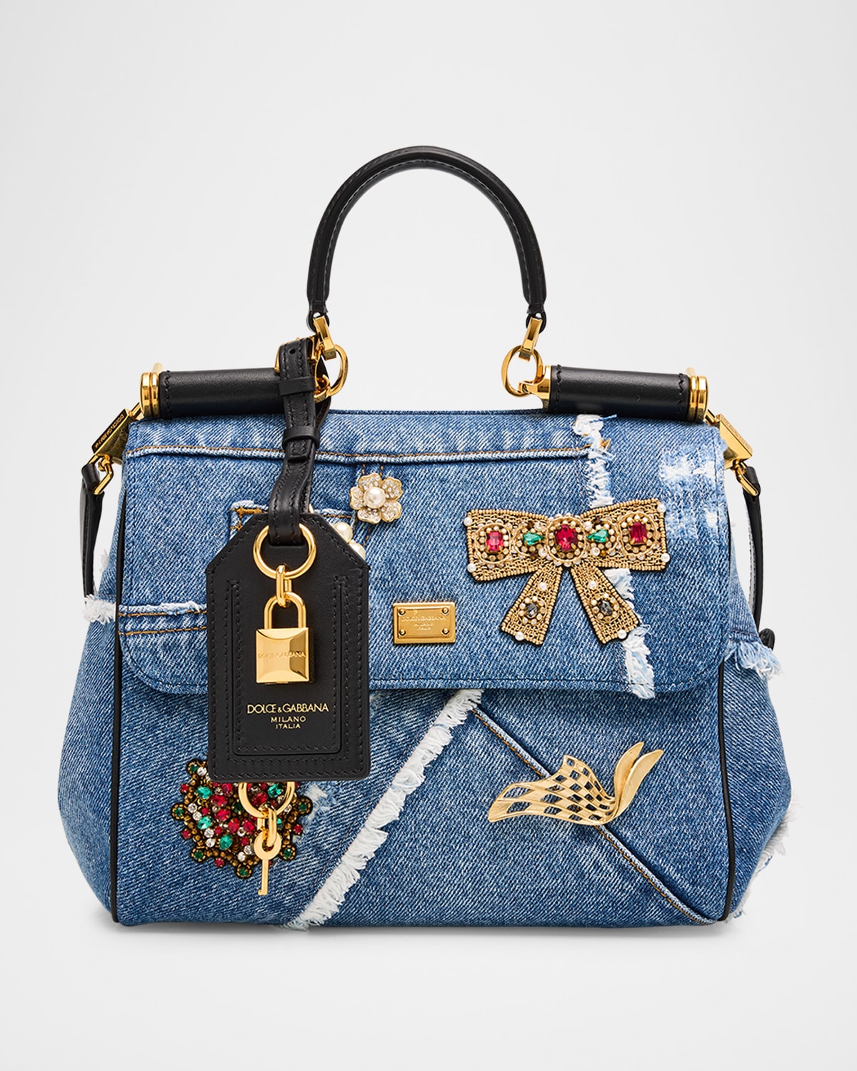 My Sicily Small Embellished Denim Crossbody Bag
