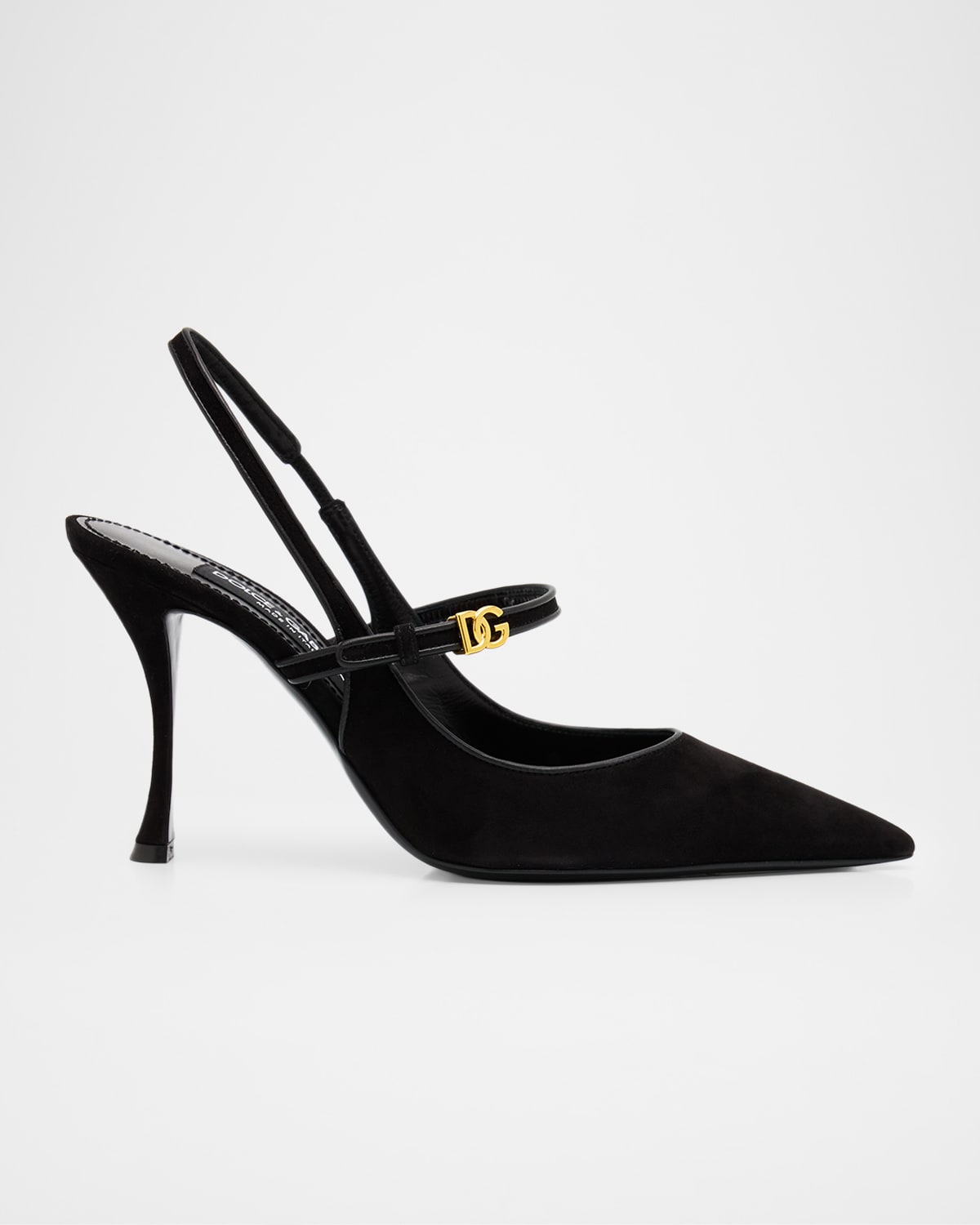 Dolce & Gabbana Dg Suede Mary Jane Slingback Pumps In Black