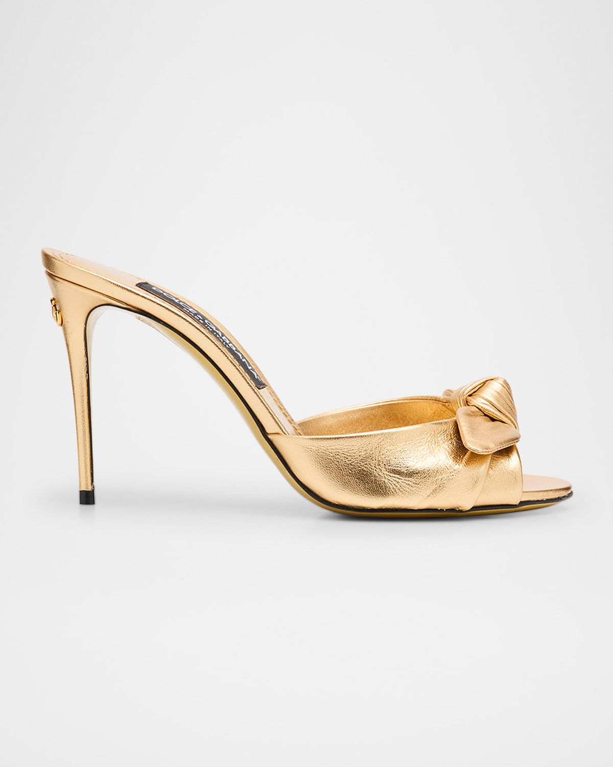 Dolce & Gabbana Metallic Knot Stiletto Slide Sandals