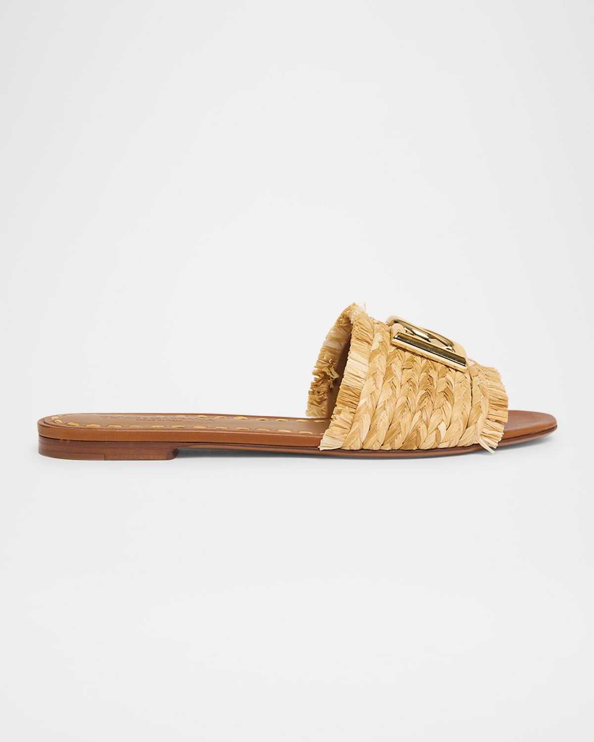 Dolce & Gabbana Dg Medallion Raffia Slide Sandals