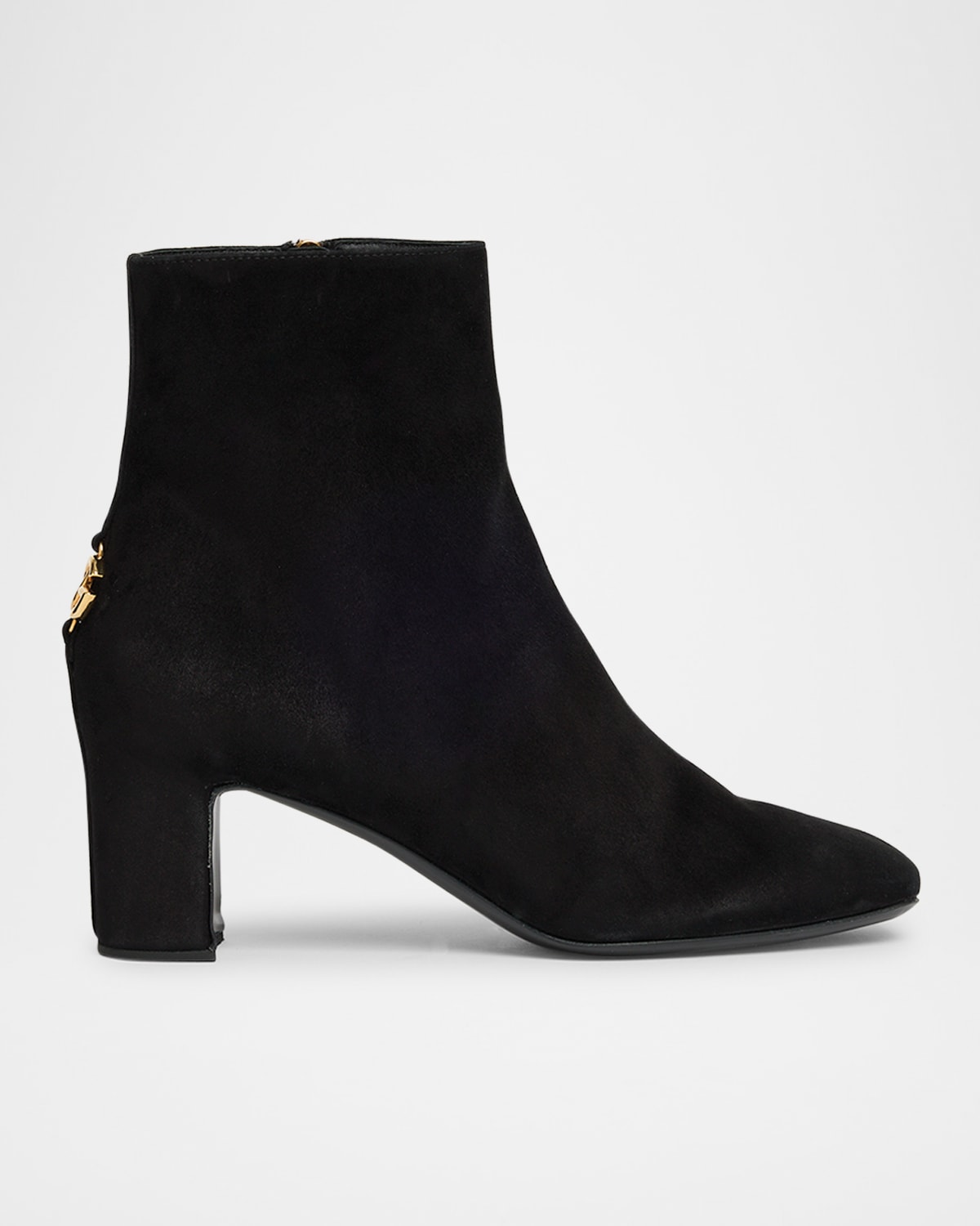 Dolce & Gabbana Suede Block-heel Ankle Booties In Black