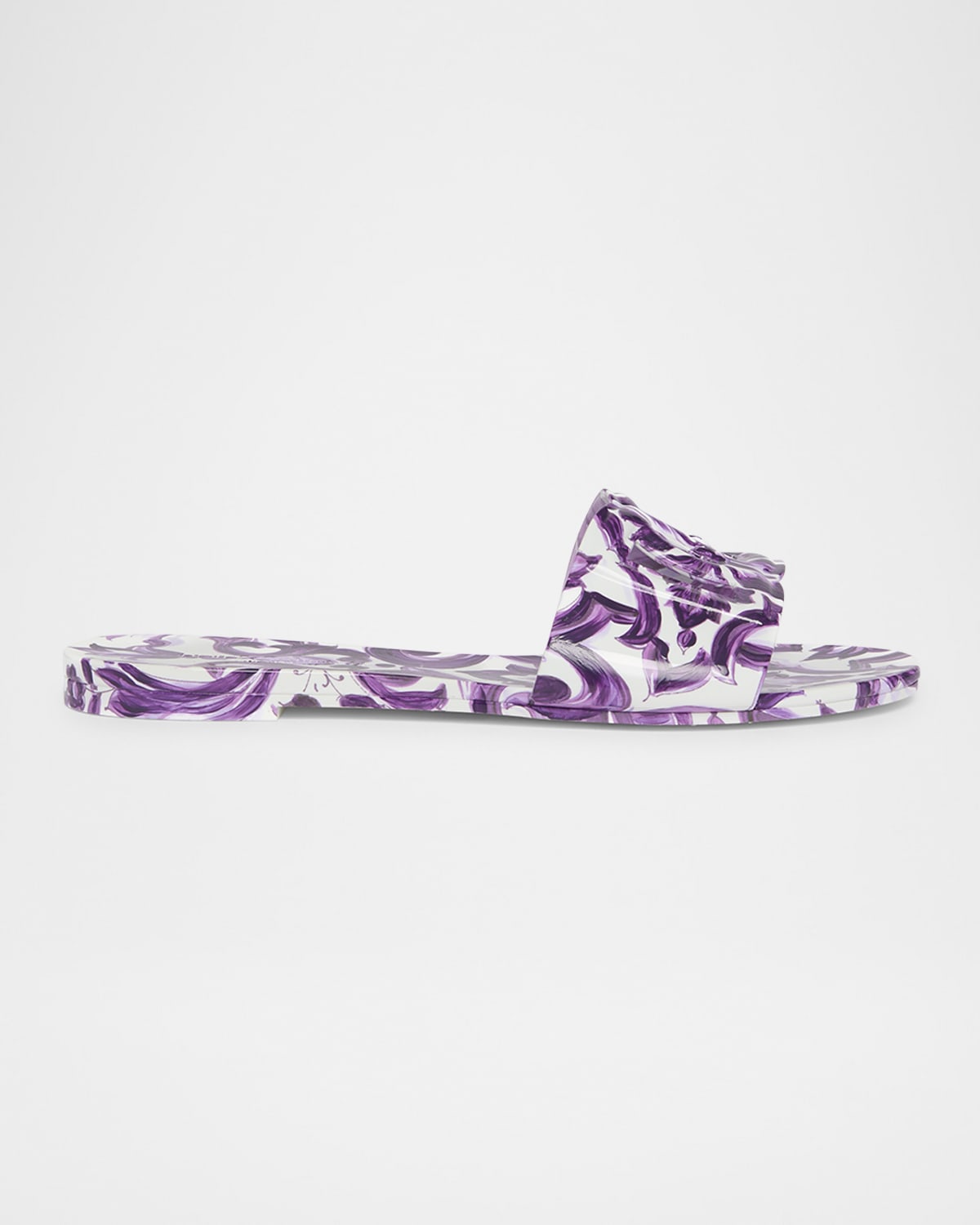Dolce & Gabbana Maiolica Cut-out Dg Rubber Sandals In Purple