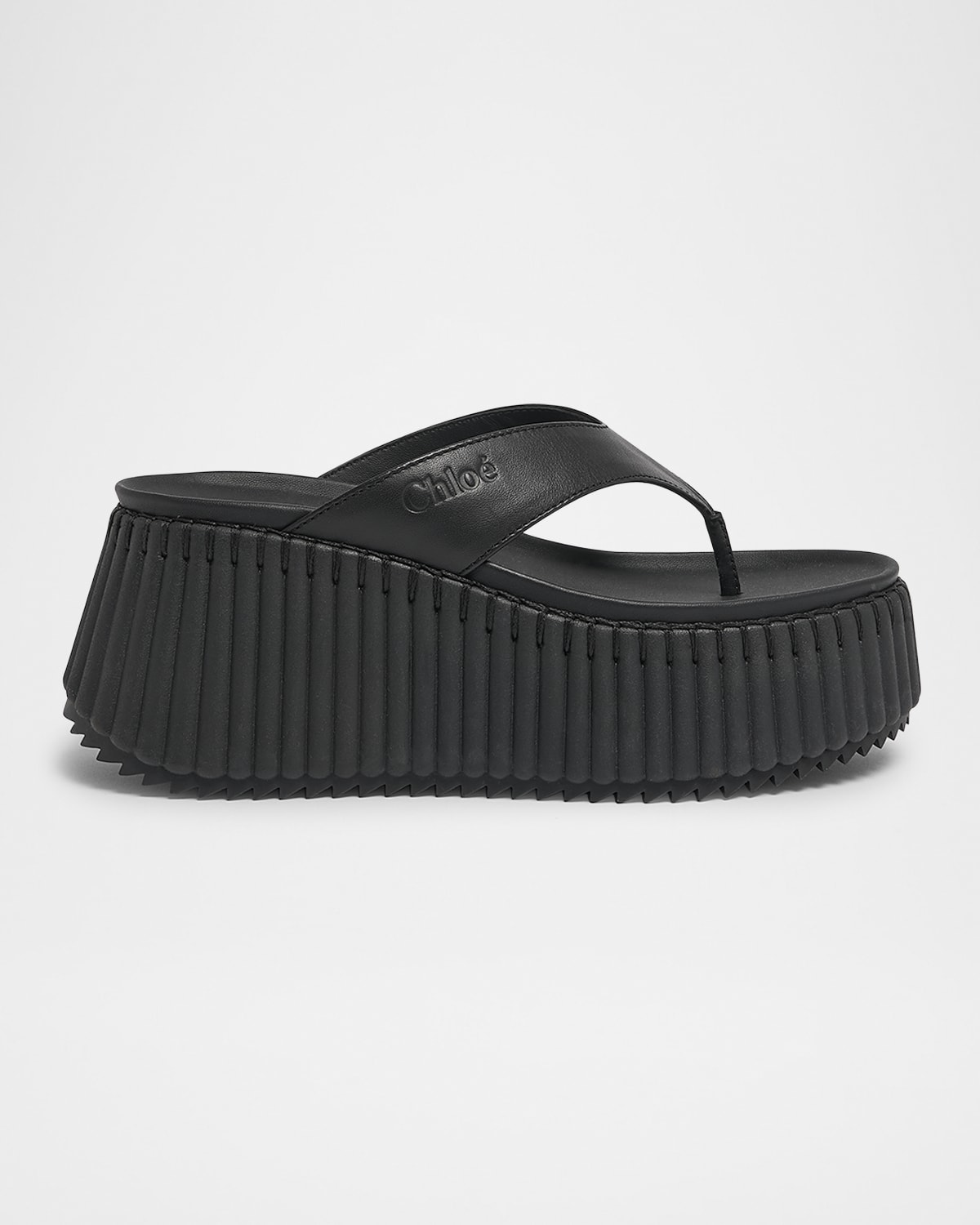 Chloé Nama Platform Leather Thong Sandals
