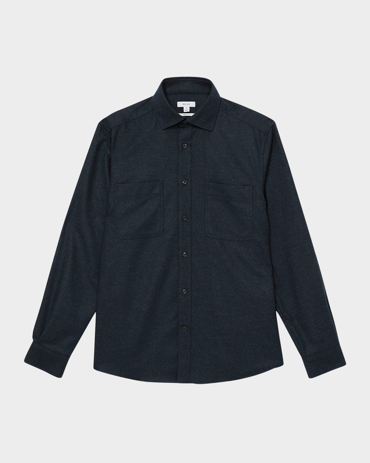 Reiss Navy Twin-pocket Button-through Overshirt In Navy