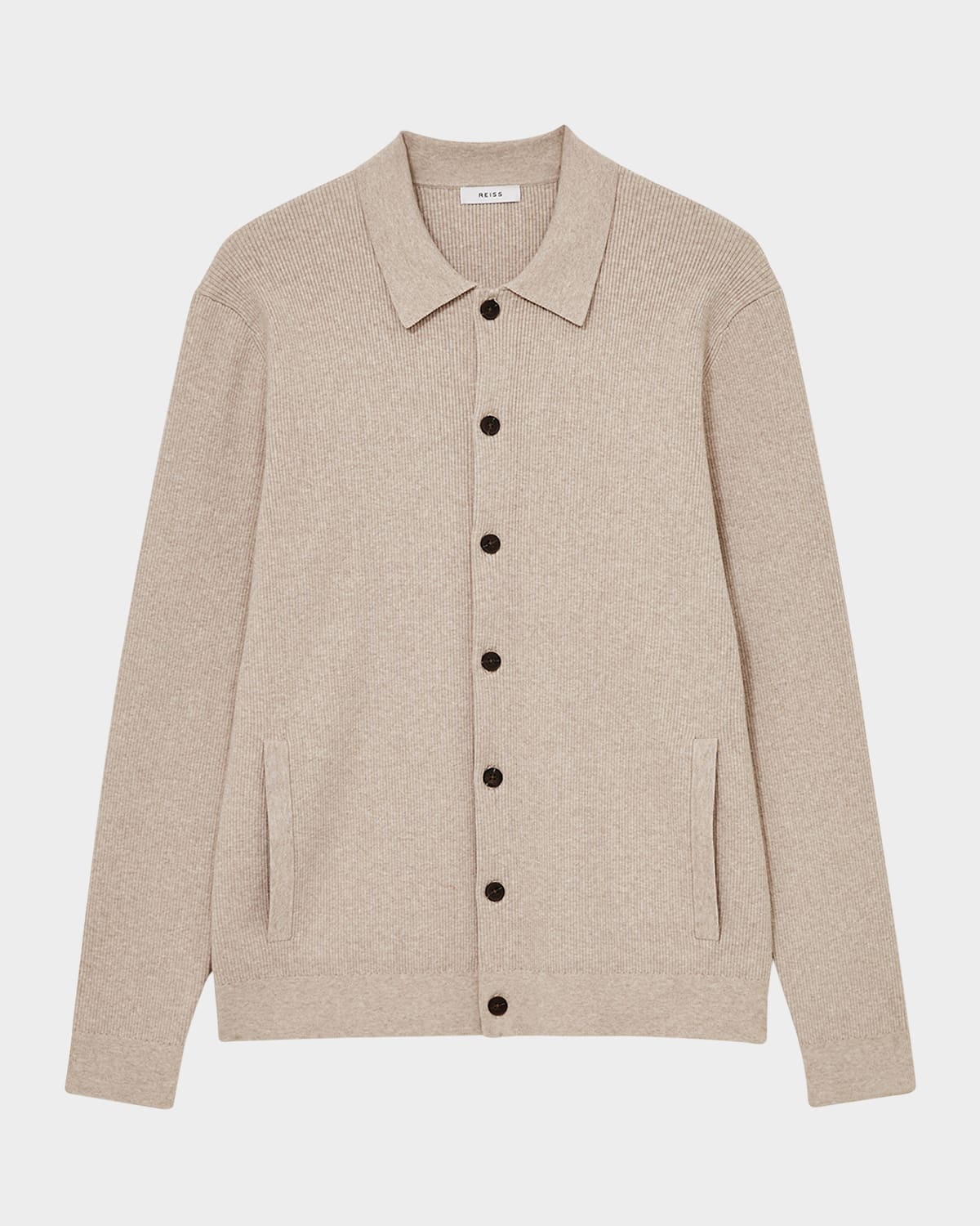 Reiss Slim Fit Cardigan Sweater In Oatmeal Melange
