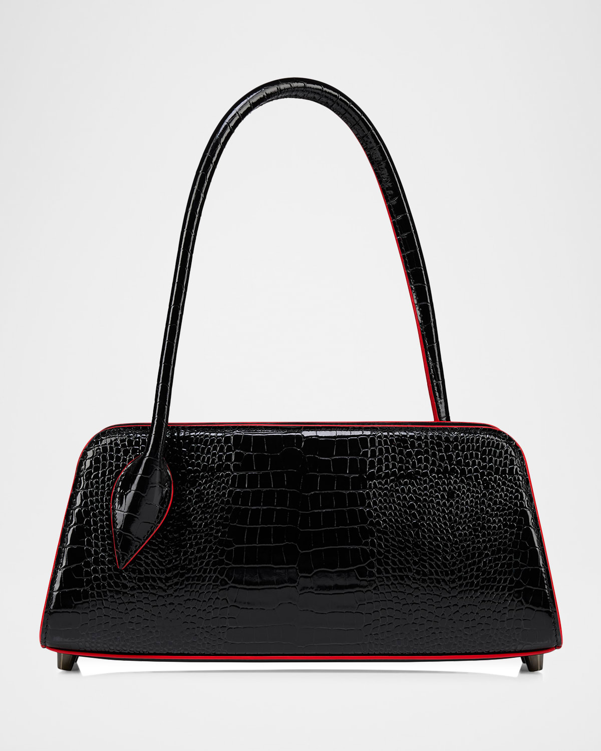 Christian Louboutin Eloise Croc-embossed Leather Shoulder Bag In Black