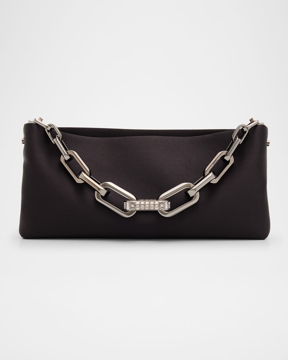 Christian Louboutin Maykimay Chain-draped Clutch Bag In Crepe Satin In Black