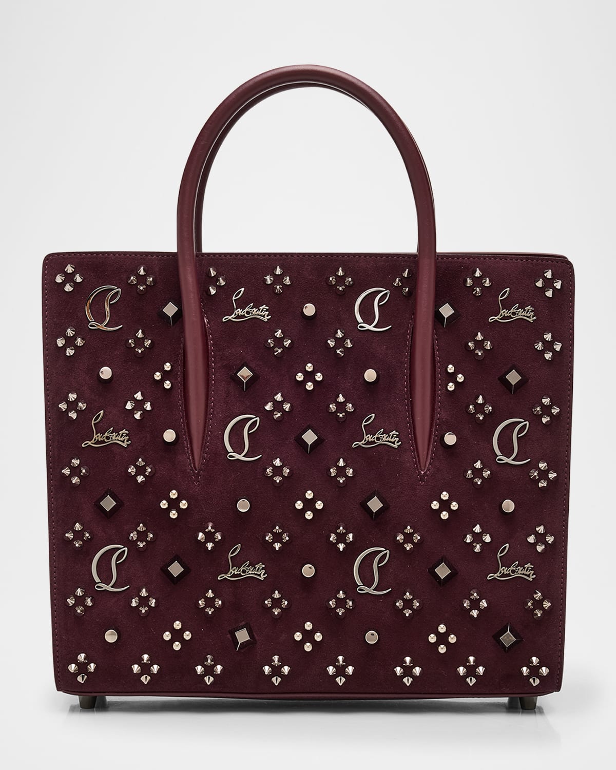Christian Louboutin Paloma Medium Top-handle Bag In Suede With Loubinthesky Spikes