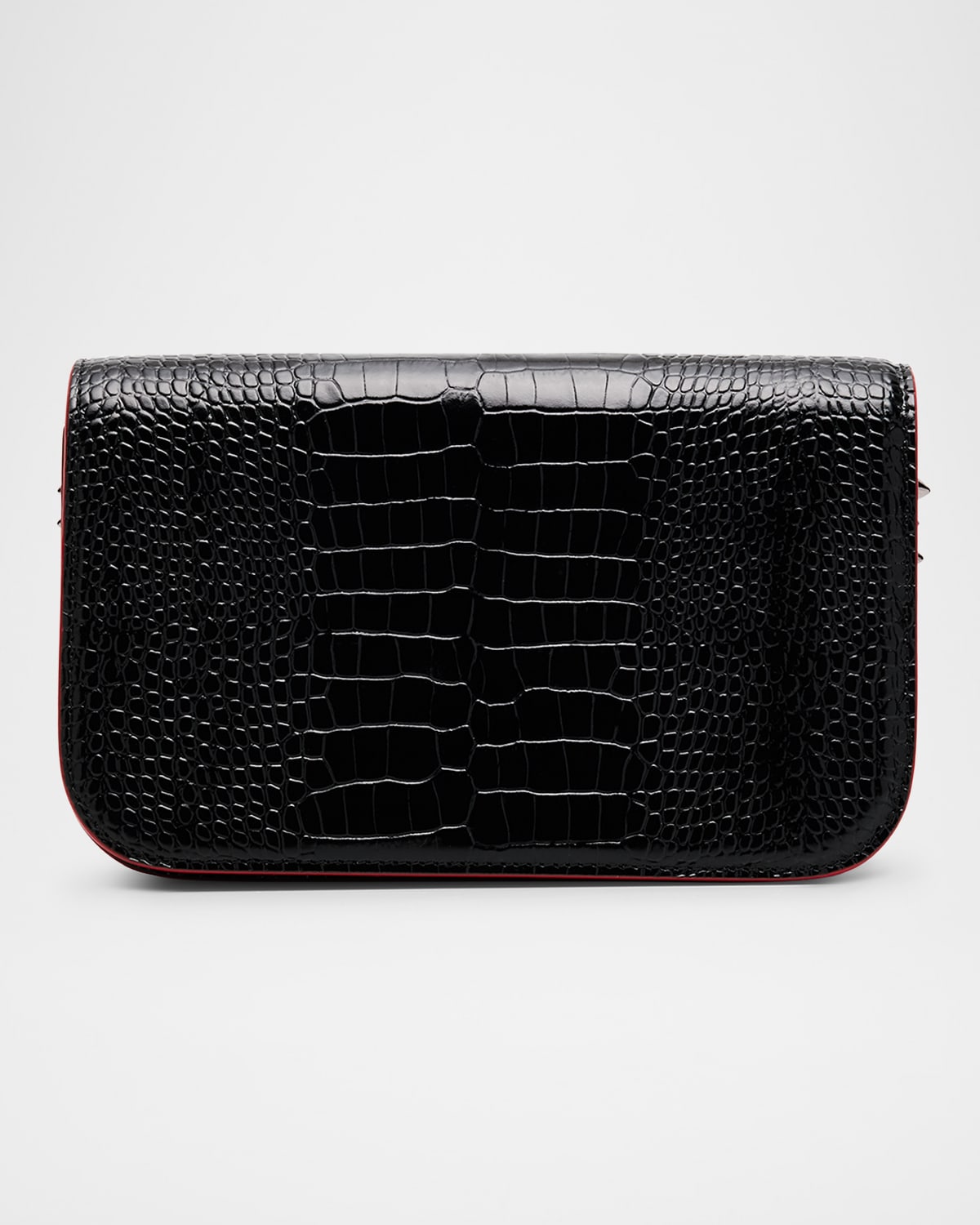 Christian Louboutin Paloma Small Croc-embossed Leather Clutch In Black