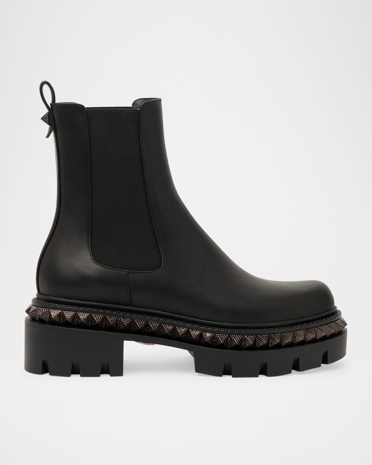 Christian Louboutin St Emilia Pyraclou Leather Red Sole Chelsea Boots In Black
