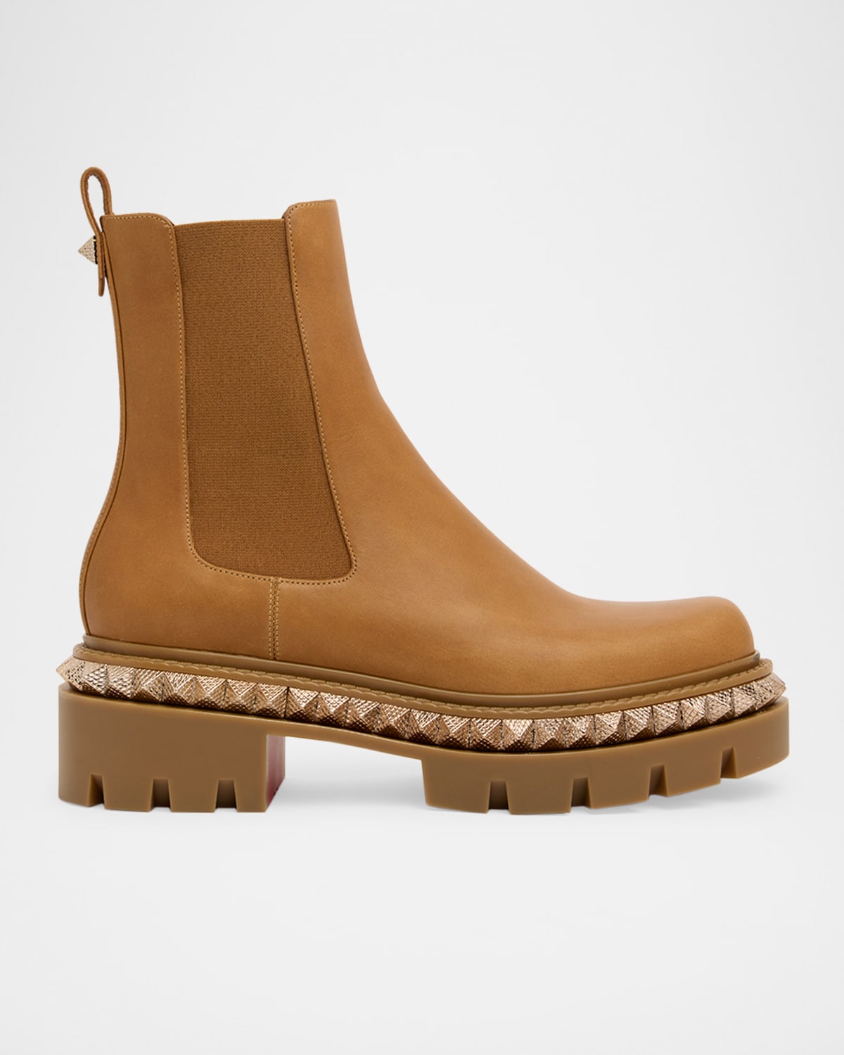Christian Louboutin St Emilia Pyraclou Leather Red Sole Chelsea Boots In Brown