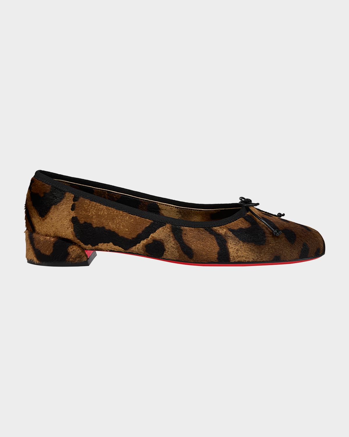 Christian Louboutin Sweetie Jane Leopard Calf Hair Red Sole Ballerina Flats In Brown