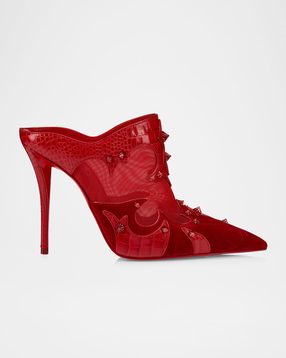 Christian Louboutin Mulatiag Suede Mesh Red Sole Mule Pumps
