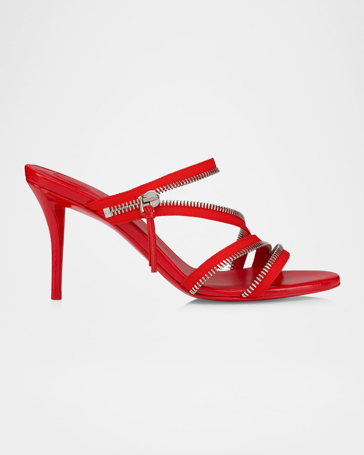 Christian Louboutin Meryl Zip Strass Leather Red Sole Sandals