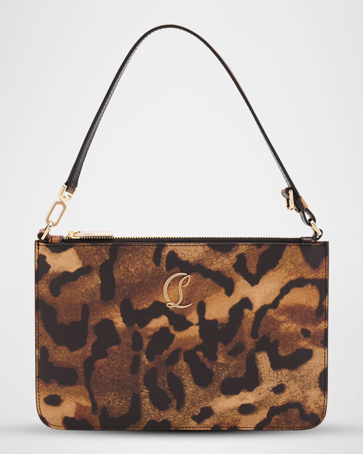 Christian Louboutin Loubi54 Flat Pouch Bag In Bengal-print Leather