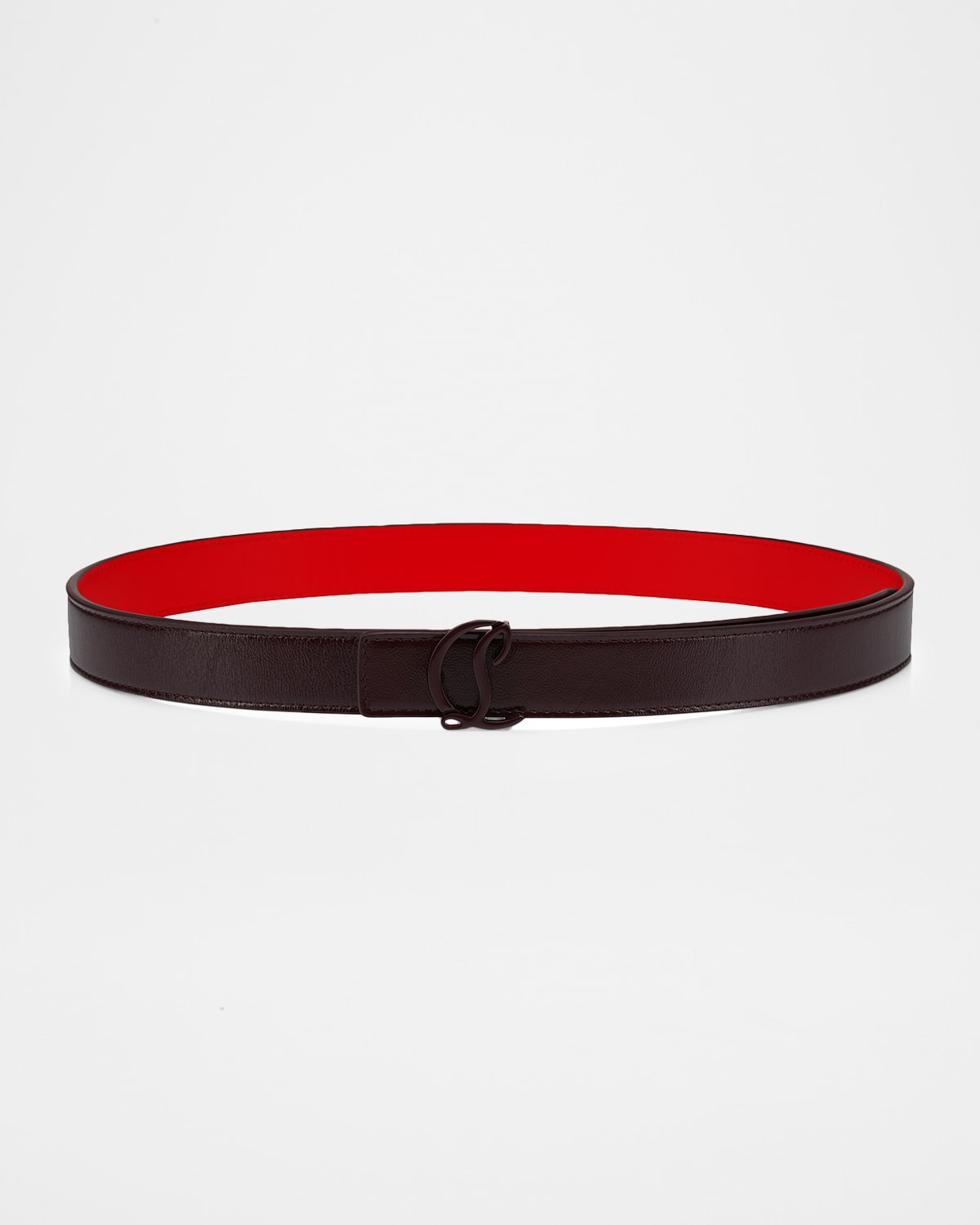 Christian Louboutin Loubi54 Reversible Belt In Calf Leather In Red