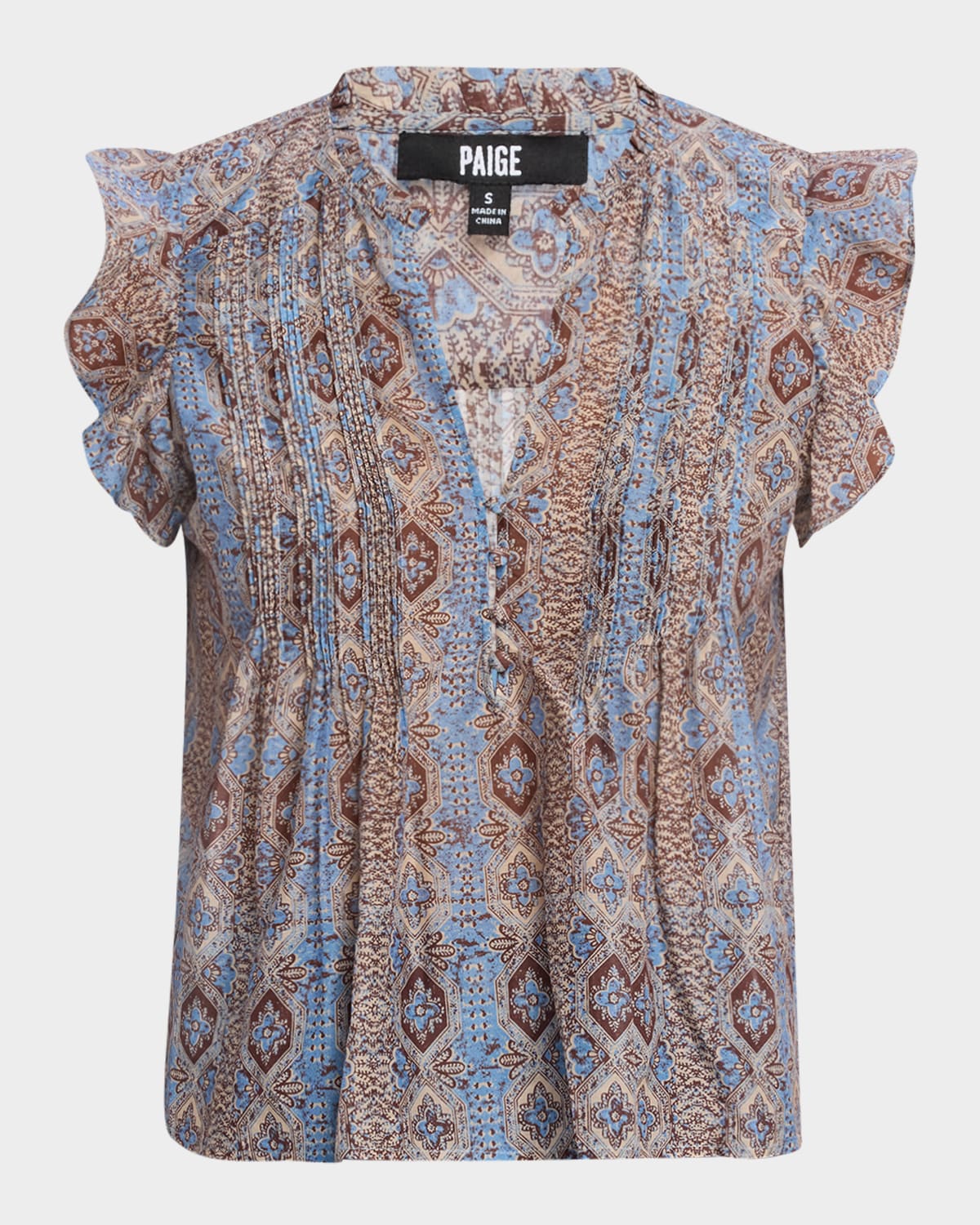 PAIGE IDRIS FLUTTER-SLEEVE BLOUSE 