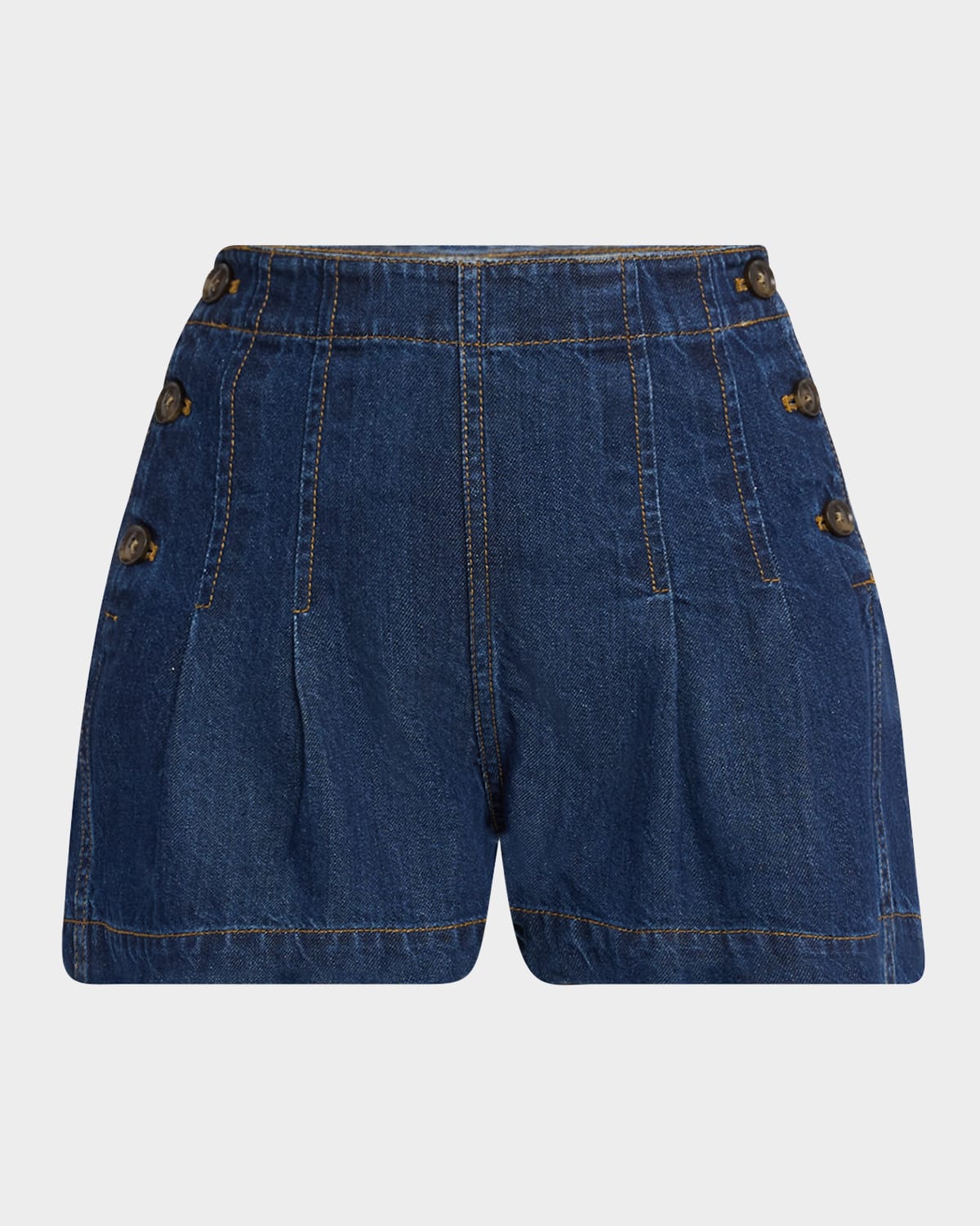 PAIGE CHLEO PLEATED DENIM SHORTS 