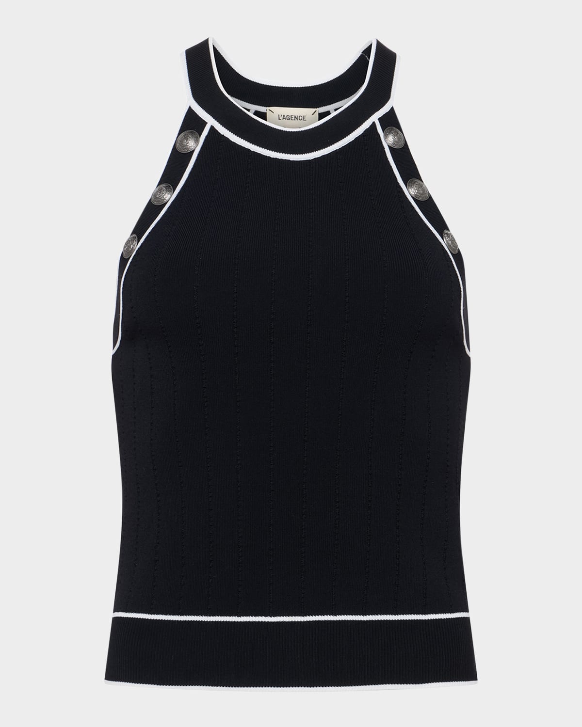 Shop L Agence Rosemary High-neck Button Tank Top