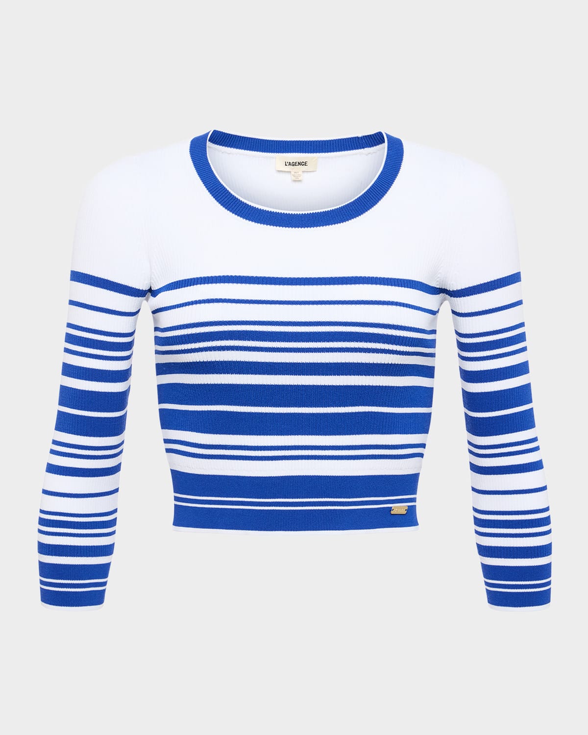 L Agence Yukio Stripe Crewneck Crop Top