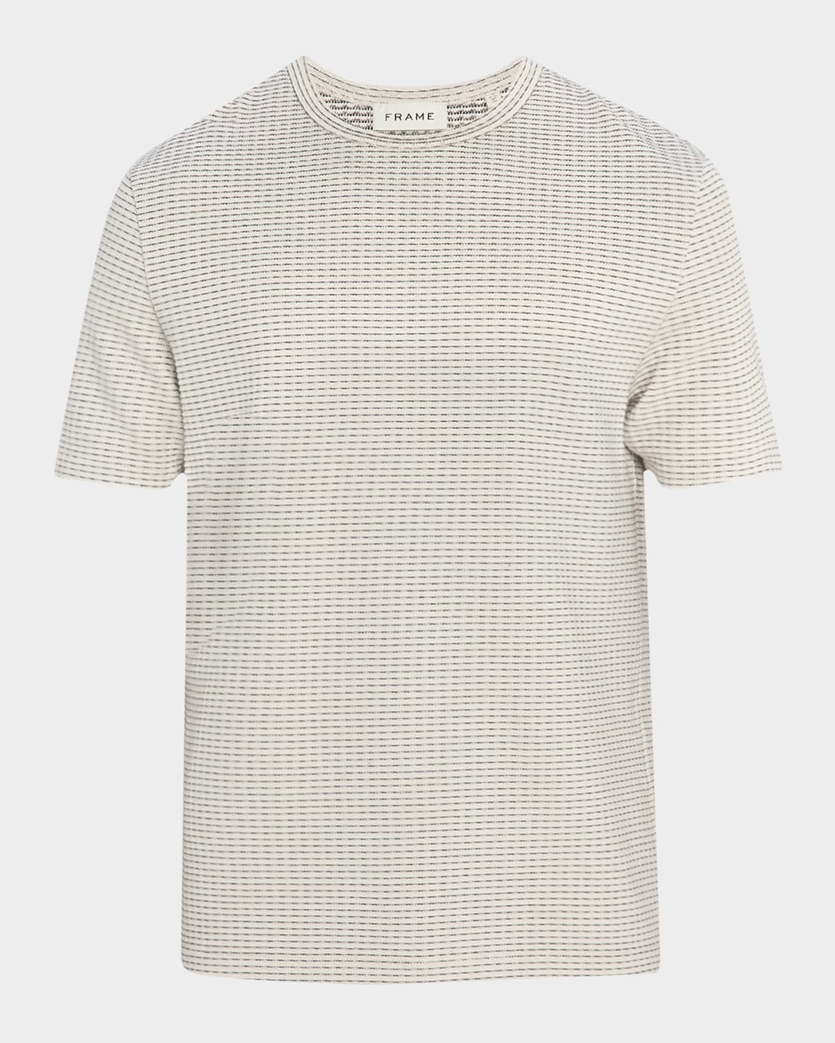 Frame Cotton Jacquard-stripe T-shirt In Gray