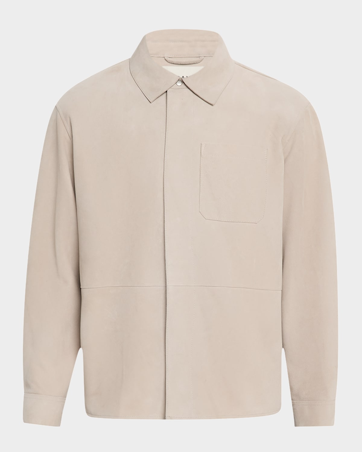 Frame Men's Suede Overshirt In Stone Beige