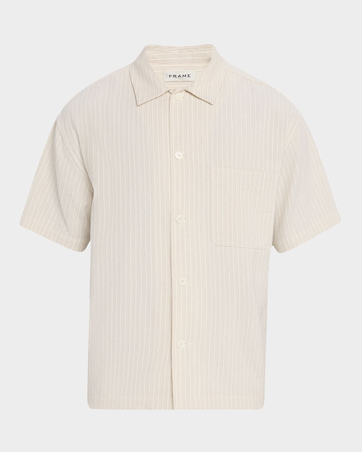 Frame Men's Jacquard Striped Camp Shirt In Metallic