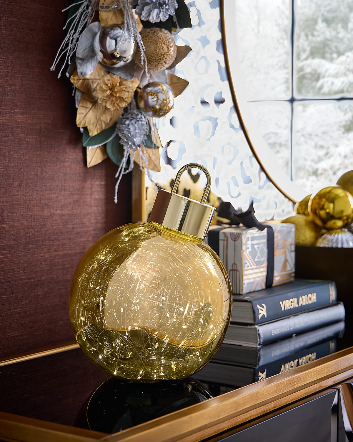 Jim Marvin Celestial Gold Oblique Orb Tabletop Ornament In Gold