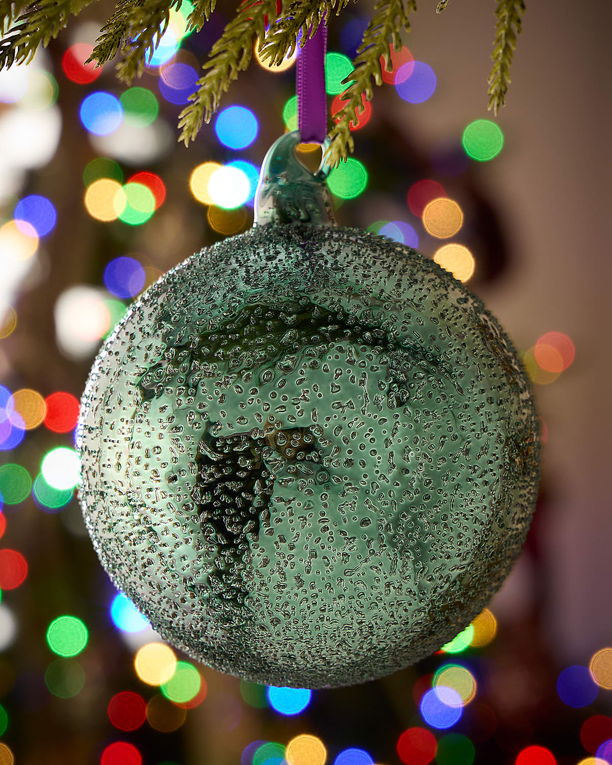 Jim Marvin Emerald Twilight Beaded Sphere Ornament In Green
