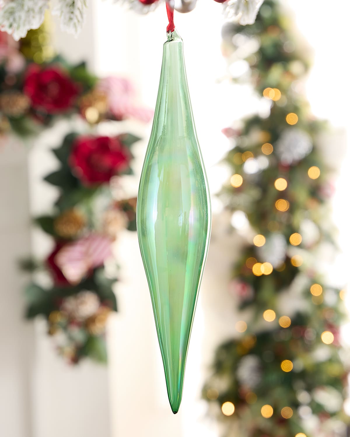 Jim Marvin Emerald Majesty Elliptical Christmas Ornament In Green