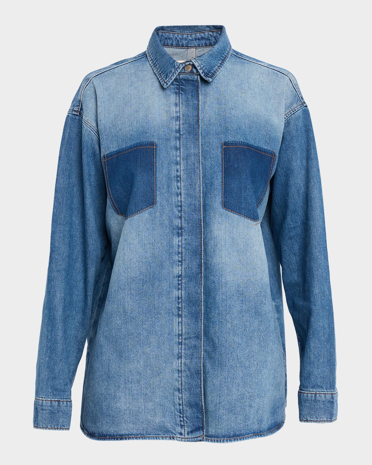Triarchy Charlotte Oversized Denim Shirt In Blue