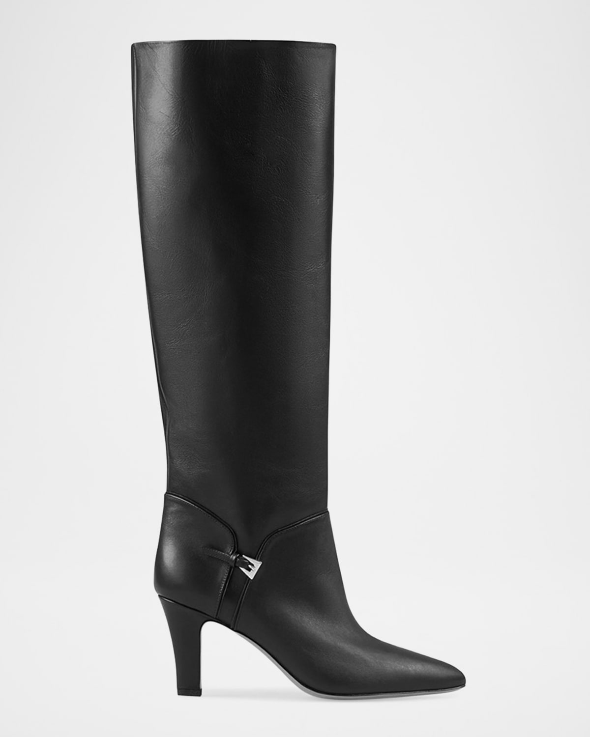 Paris Texas Elsa Leather Mini Buckle Knee Boots In Black