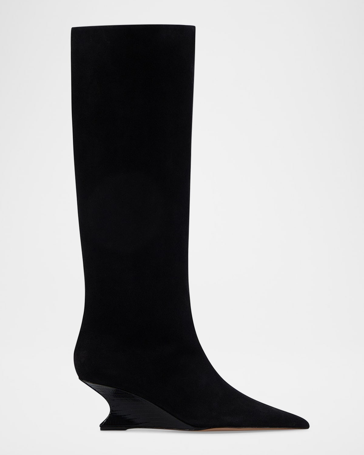 Nina Suede Knee-High Wedge Boots