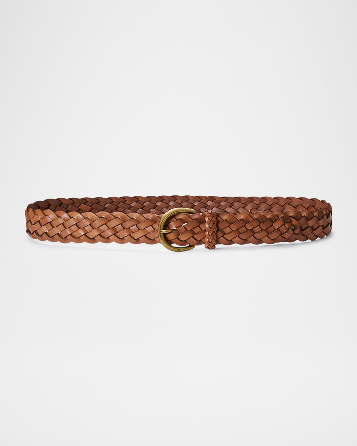 Shop Polo Ralph Lauren Braided Leather Belt In Cuoio