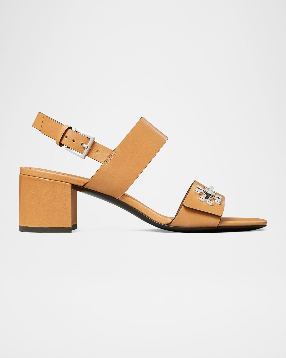 Tory Burch T-lock Leather Block-heel Sandals In Brown