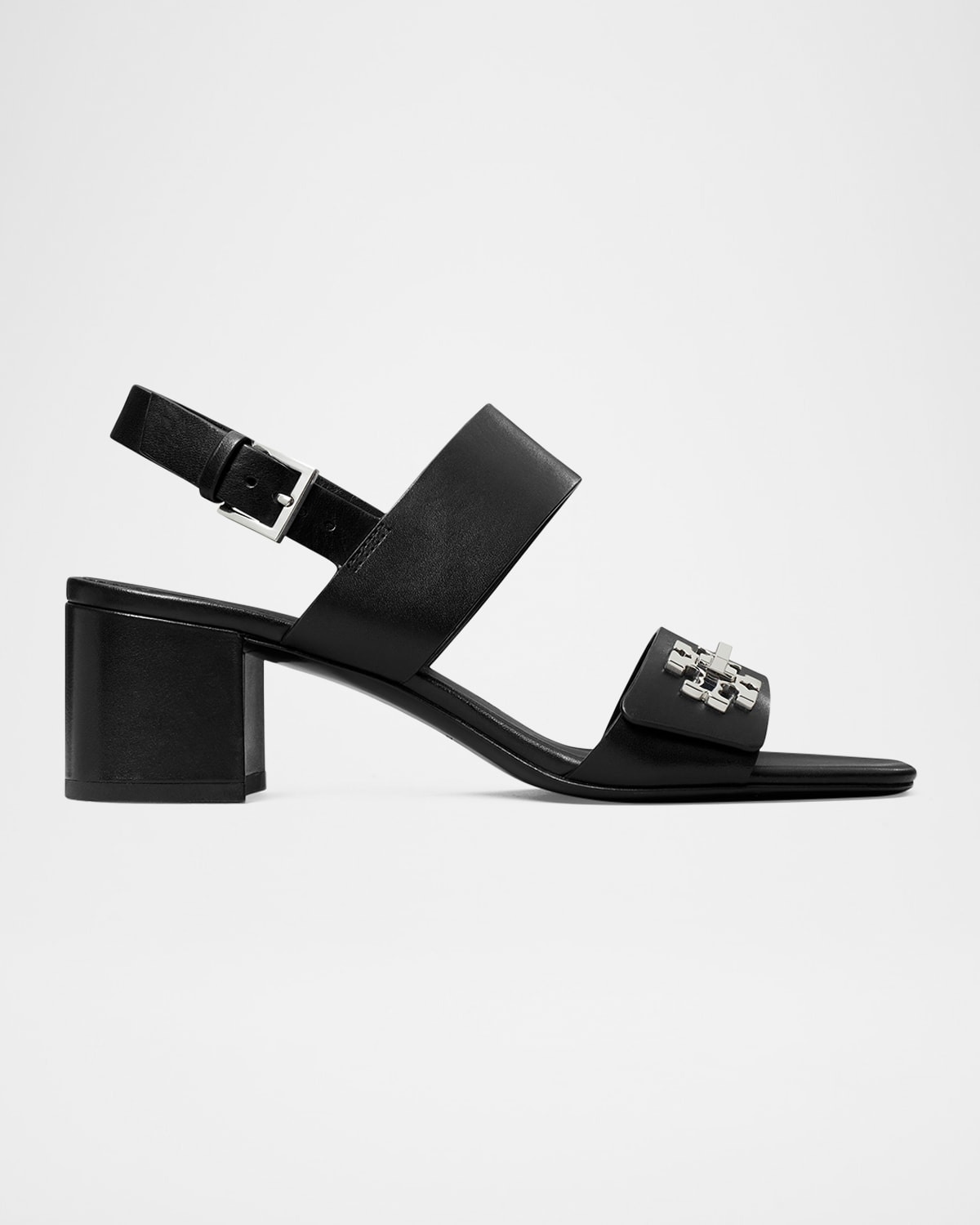 Tory Burch T-lock Leather Block-heel Sandals In Black