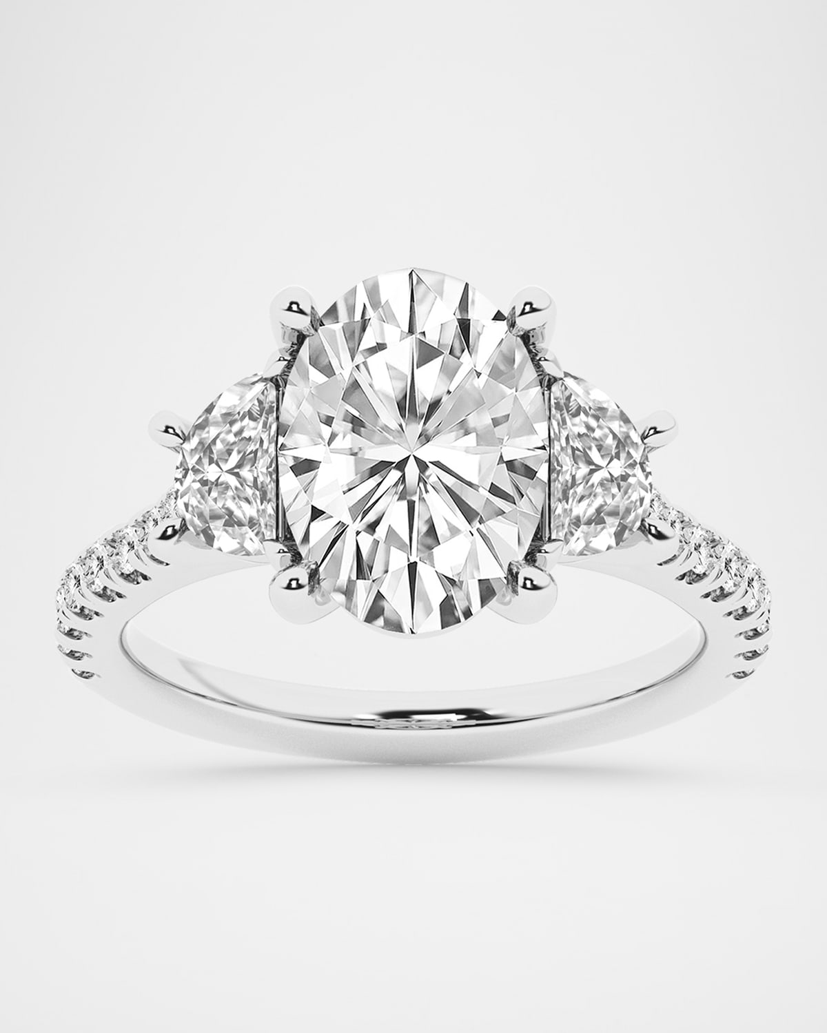 Lab Grown Diamond 18K White Gold Oval Ring, 2.80tcw, Size 7
