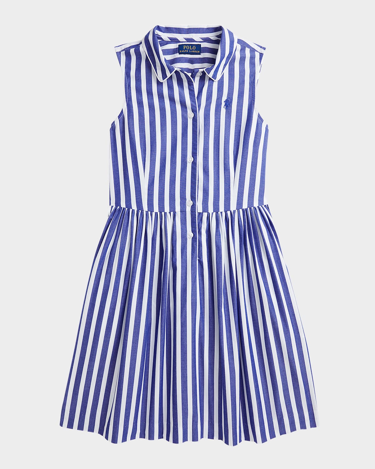 Ralph Lauren Girl's Striped Day Dress In Royal White