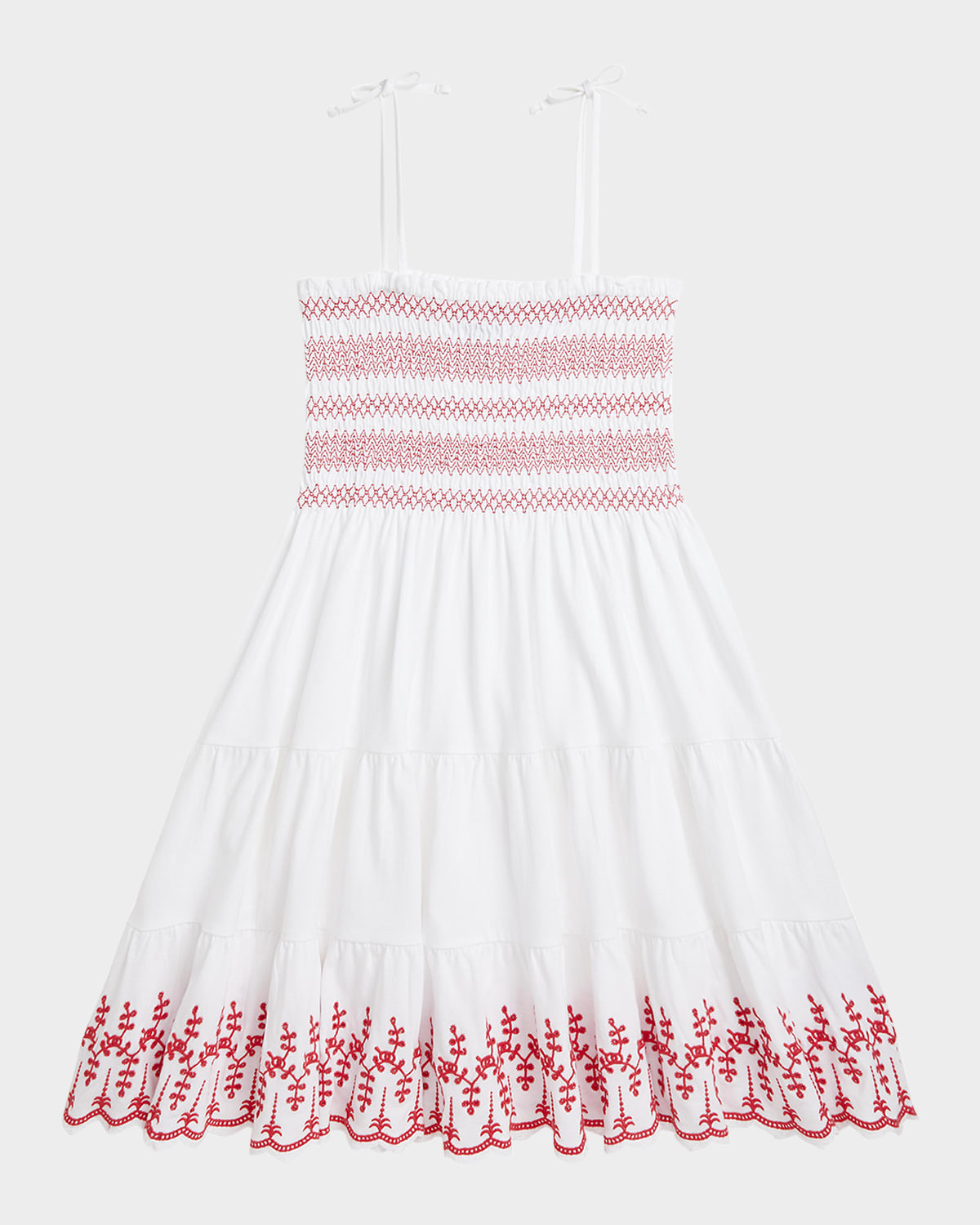 Ralph Lauren Girl's Eyelet Embroidered Smocked Dress In White