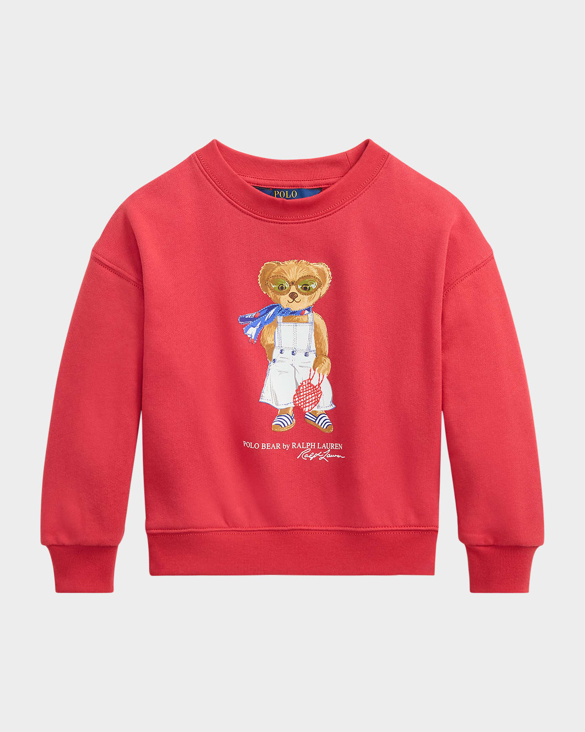 Ralph Lauren Girl's Polo Bear Terry Sweatshirt In Starboard Red